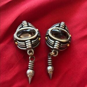 VintageFahrenheit Silver and Brown clip earrings